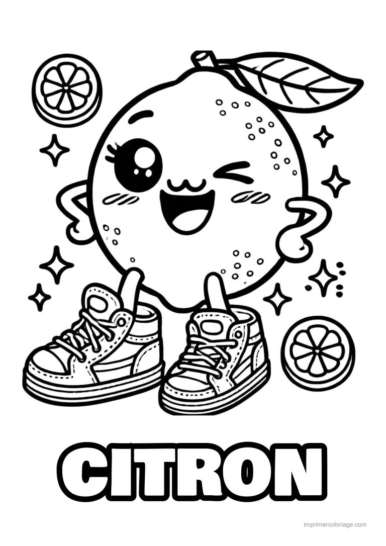 coloriage citron citron kawaii clin d oeil - dessin gratuit &agrave; imprimer