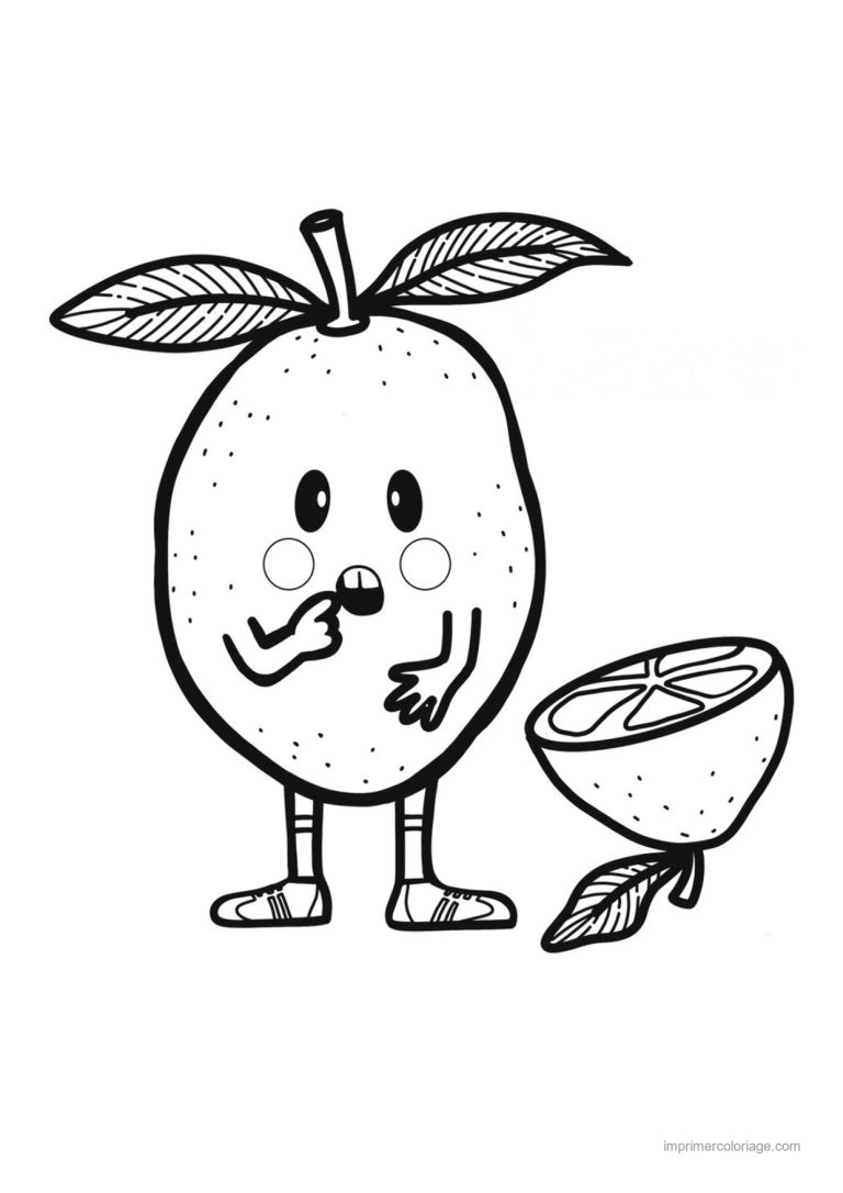 coloriage citron citron kawaii et sa moitie - dessin gratuit &agrave; imprimer