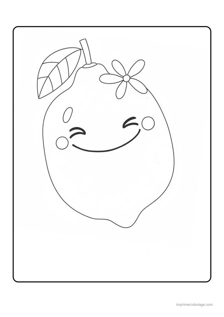 coloriage citron citron kawaii qui cligne de l oeil - dessin gratuit &agrave; imprimer