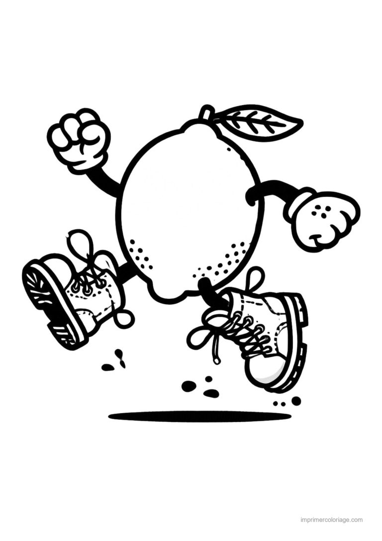 coloriage citron citron kawaii qui court - dessin gratuit &agrave; imprimer
