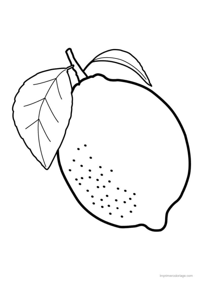 coloriage citron citron piquete et sa feuille - dessin gratuit &agrave; imprimer