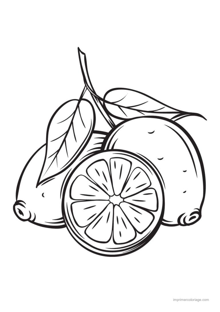 coloriage citron citrons entier et coupe - dessin gratuit &agrave; imprimer