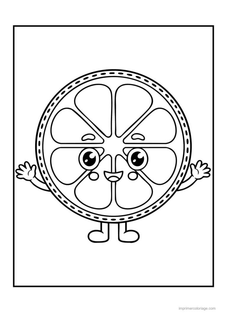 coloriage citron tranche de citron kawaii en baskets - dessin gratuit &agrave; imprimer