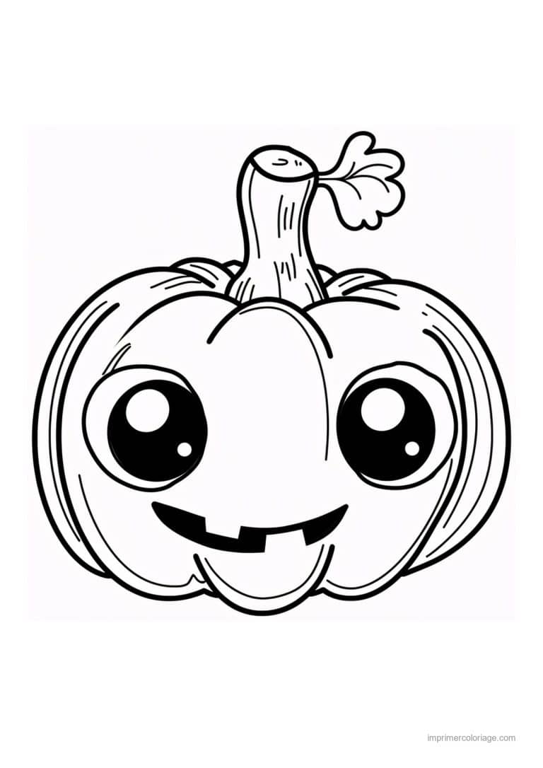 coloriage citrouille potiron citrouille d halloween kawaii 2 - dessin gratuit &agrave; imprimer