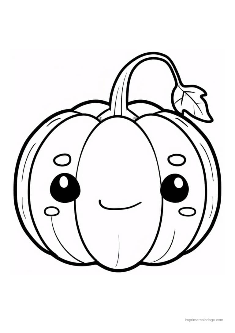 coloriage citrouille potiron citrouille kawaii 225 - dessin gratuit &agrave; imprimer