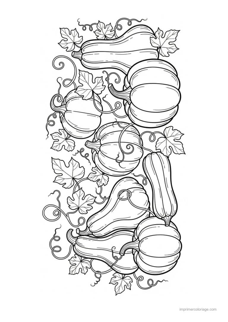 coloriage citrouille potiron citrouilles et courges d automne - dessin gratuit &agrave; imprimer