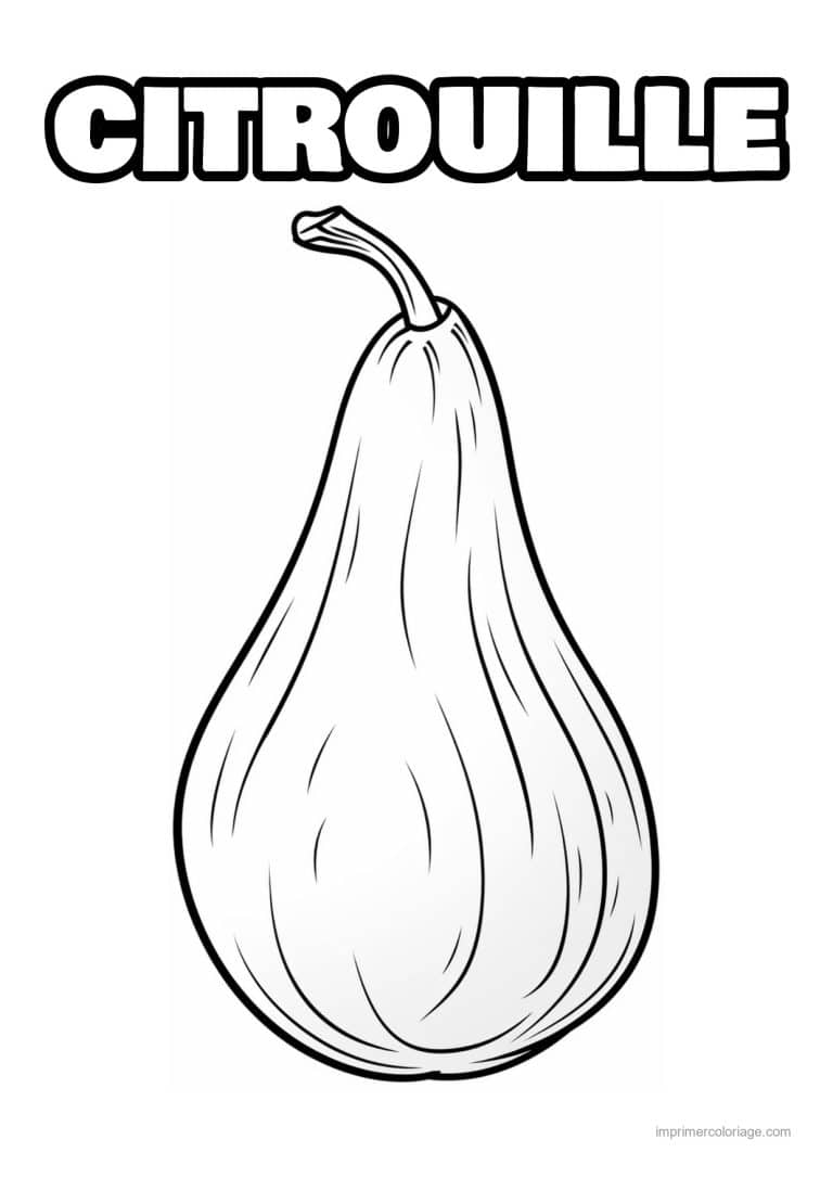 coloriage citrouille potiron courge allongee - dessin gratuit &agrave; imprimer