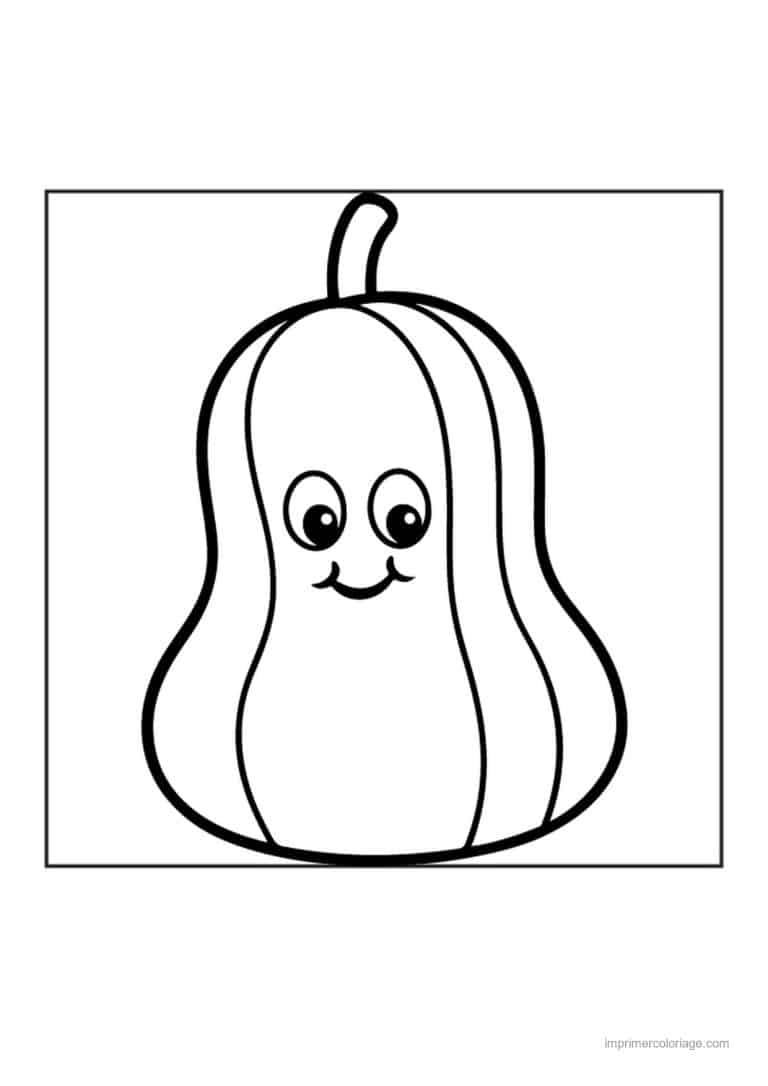 coloriage citrouille potiron courge butternut kawaii - dessin gratuit &agrave; imprimer
