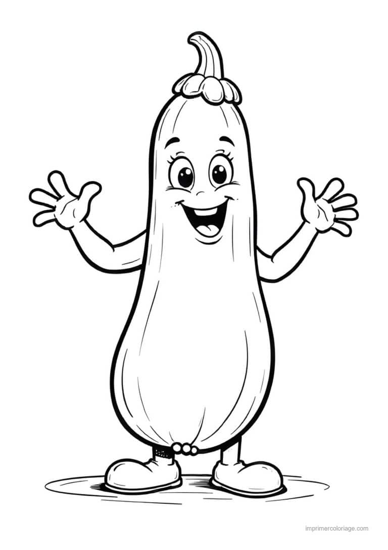 coloriage citrouille potiron courge kawaii souriante - dessin gratuit &agrave; imprimer