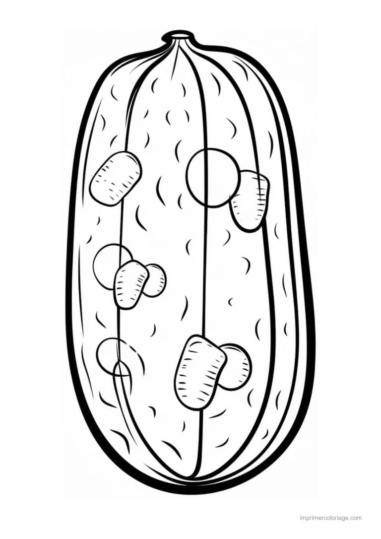 coloriage concombre concombre coupe et ses graines - dessin gratuit &agrave; imprimer