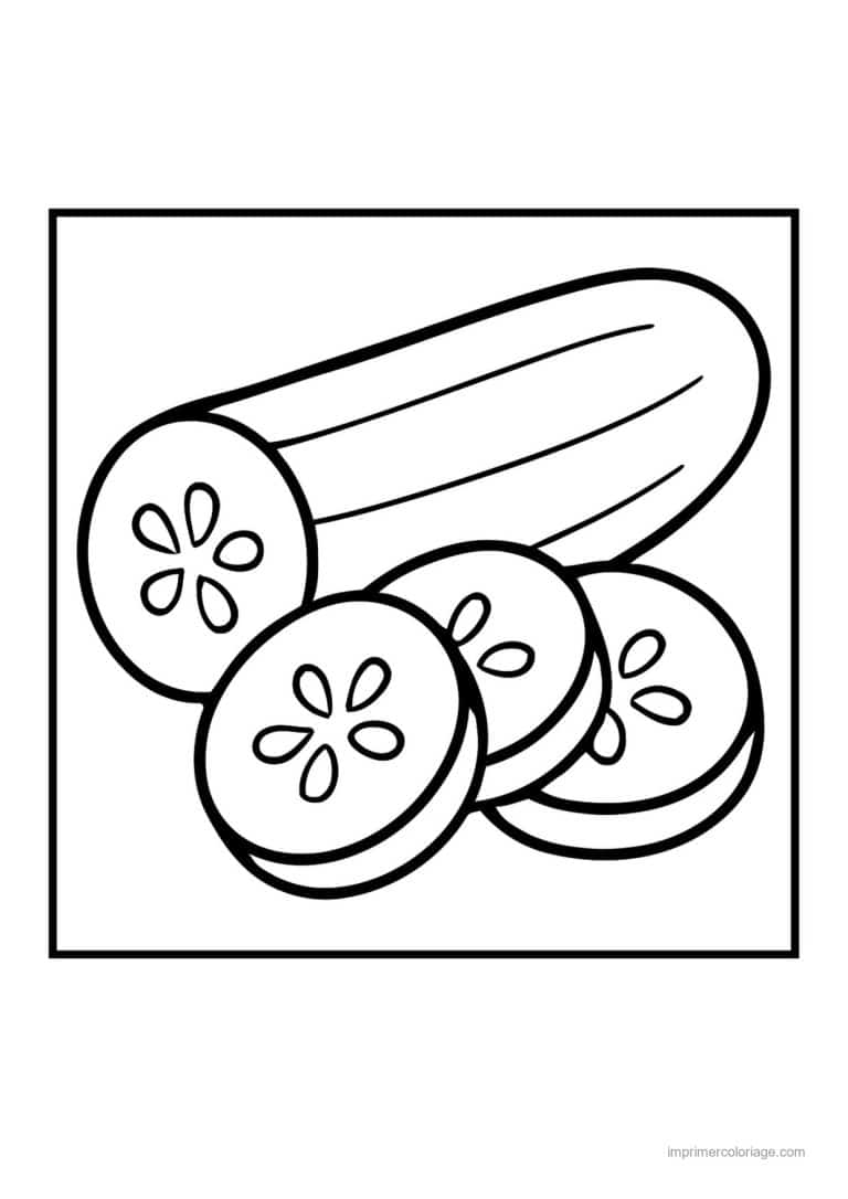 coloriage concombre concombre et rondelles - dessin gratuit &agrave; imprimer