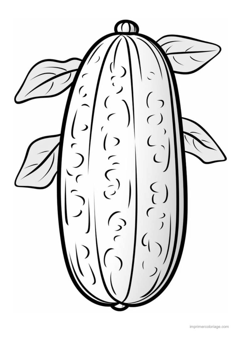 coloriage concombre concombre et ses feuilles - dessin gratuit &agrave; imprimer
