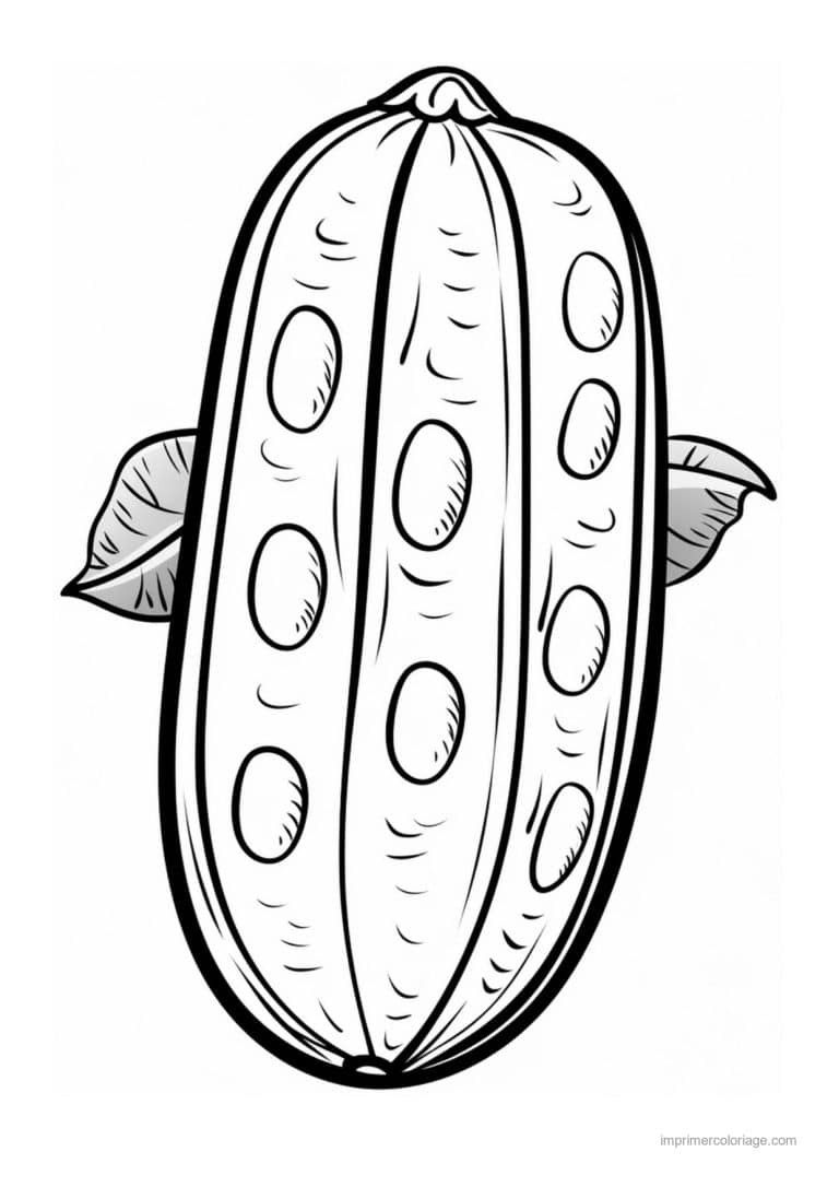coloriage concombre concombre grenu et ses feuilles - dessin gratuit &agrave; imprimer