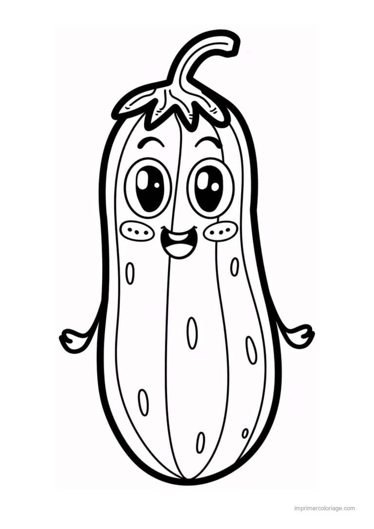 coloriage concombre concombre kawaii 129 - dessin gratuit &agrave; imprimer