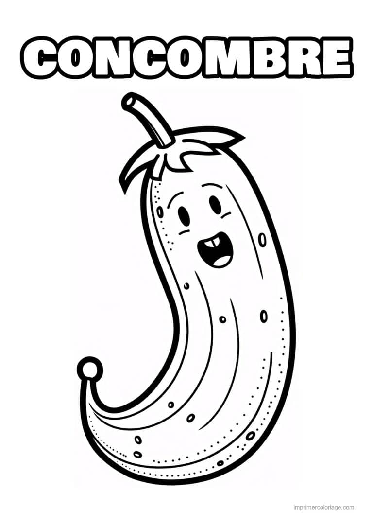 coloriage concombre concombre kawaii 131 - dessin gratuit &agrave; imprimer