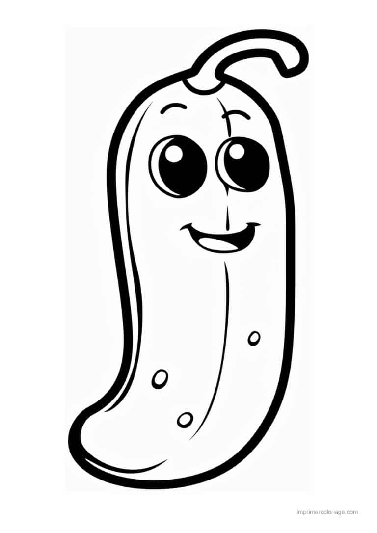 coloriage concombre concombre kawaii 141 - dessin gratuit &agrave; imprimer