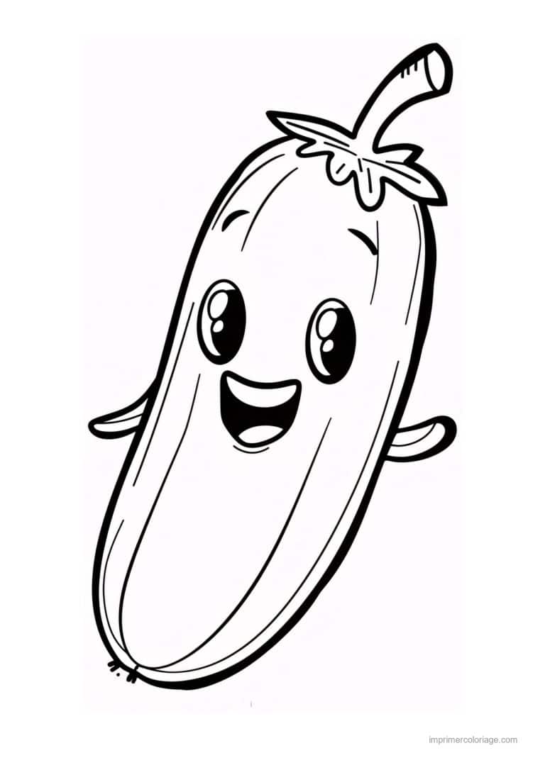 coloriage concombre concombre kawaii 166 - dessin gratuit &agrave; imprimer