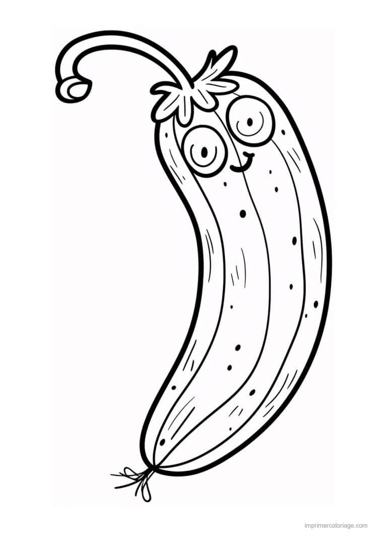 coloriage concombre concombre kawaii 204 - dessin gratuit &agrave; imprimer
