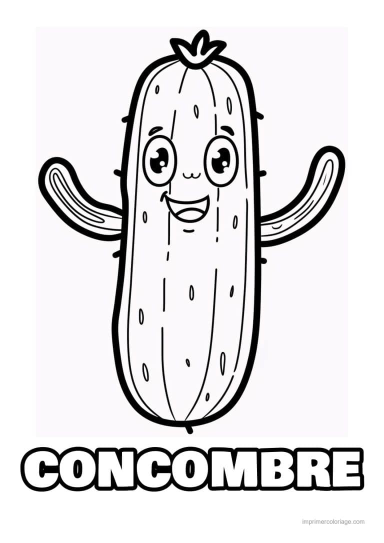coloriage concombre concombre kawaii 236 - dessin gratuit &agrave; imprimer