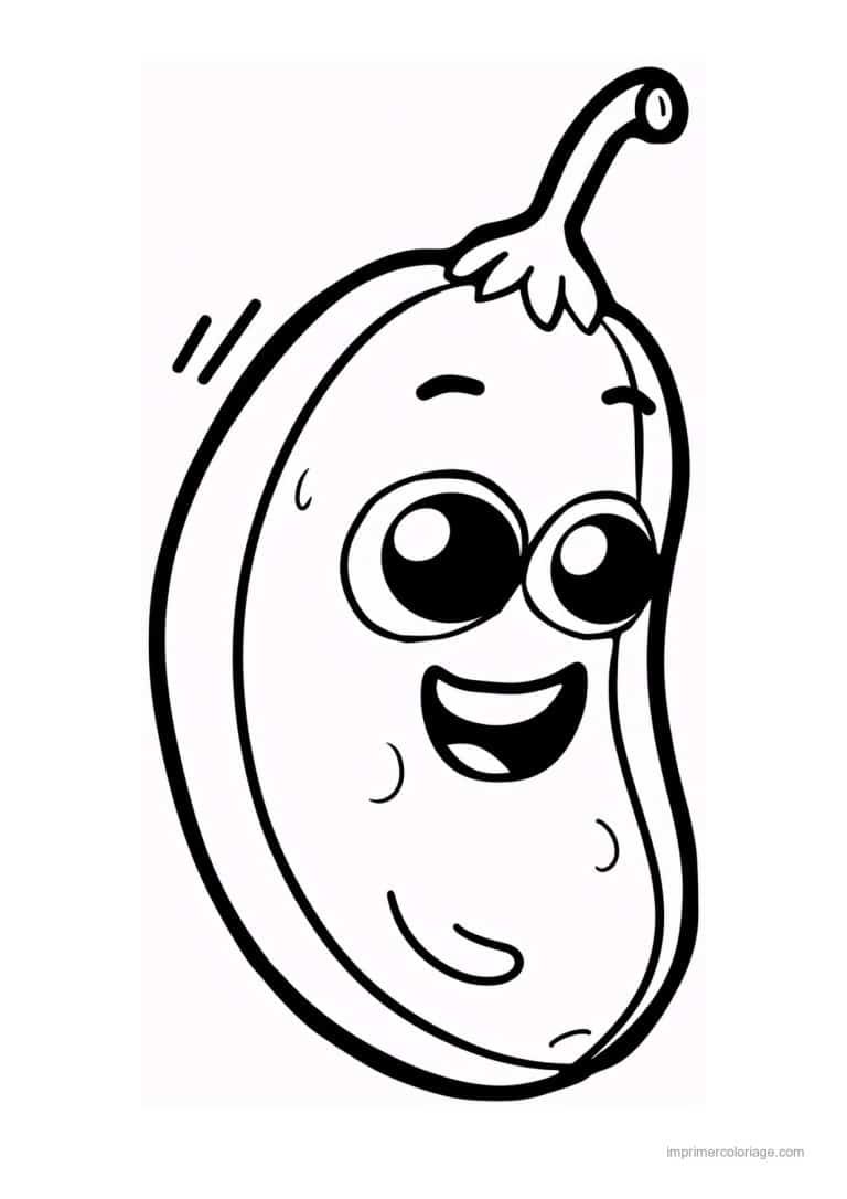 coloriage concombre concombre kawaii dodu - dessin gratuit &agrave; imprimer