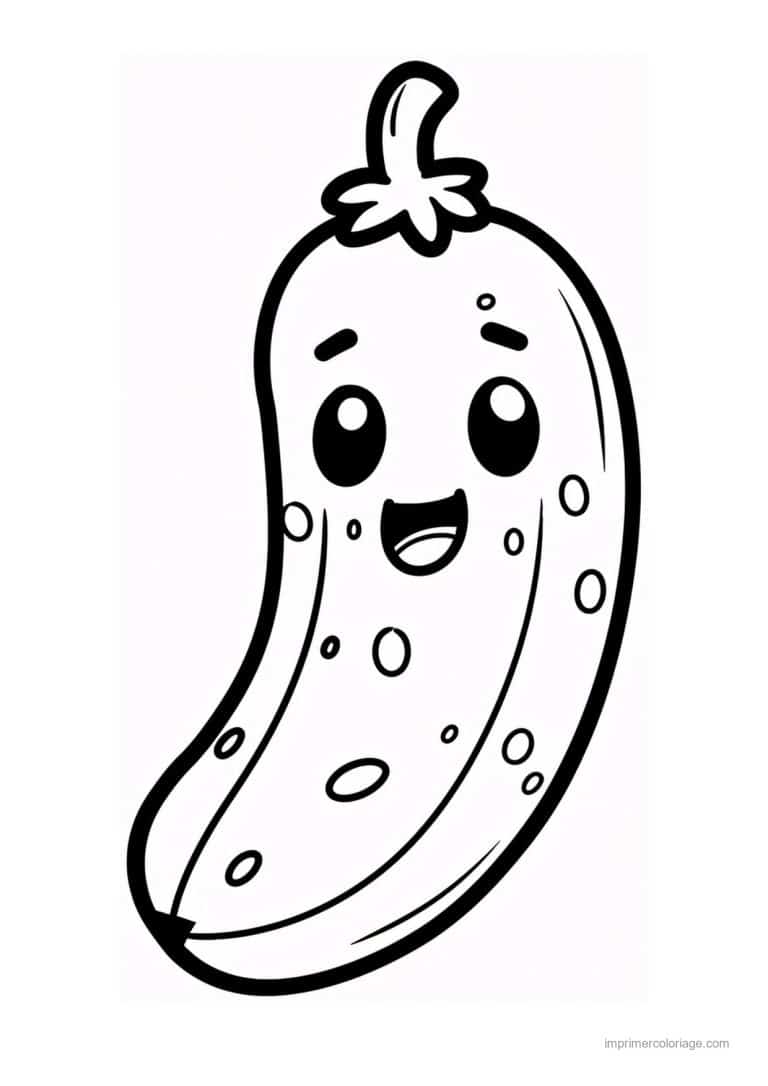 coloriage concombre concombre kawaii pique - dessin gratuit &agrave; imprimer