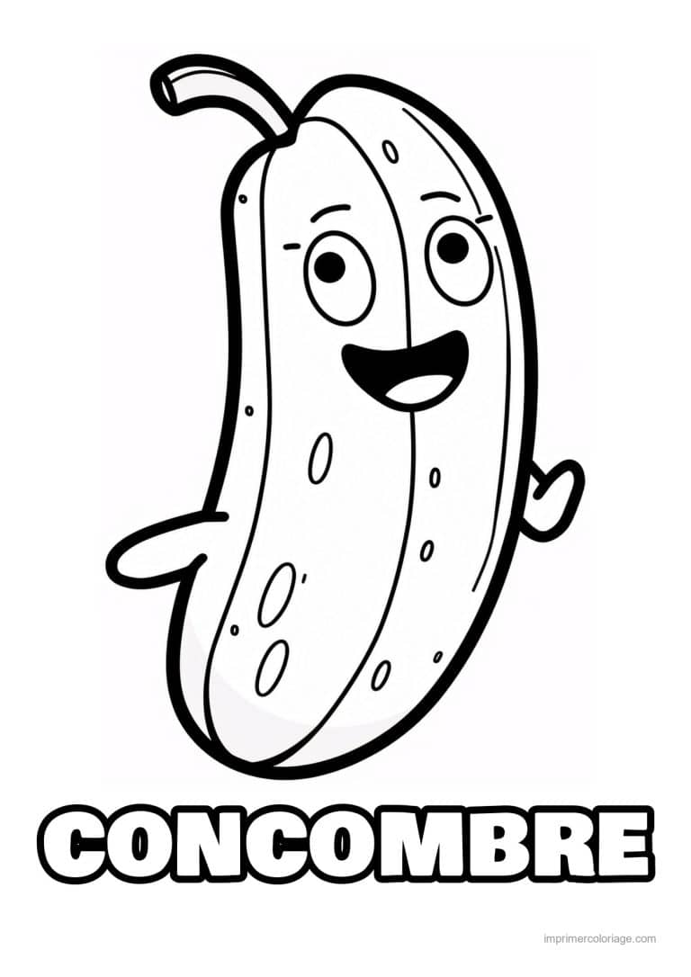coloriage concombre concombre kawaii rigolo - dessin gratuit &agrave; imprimer