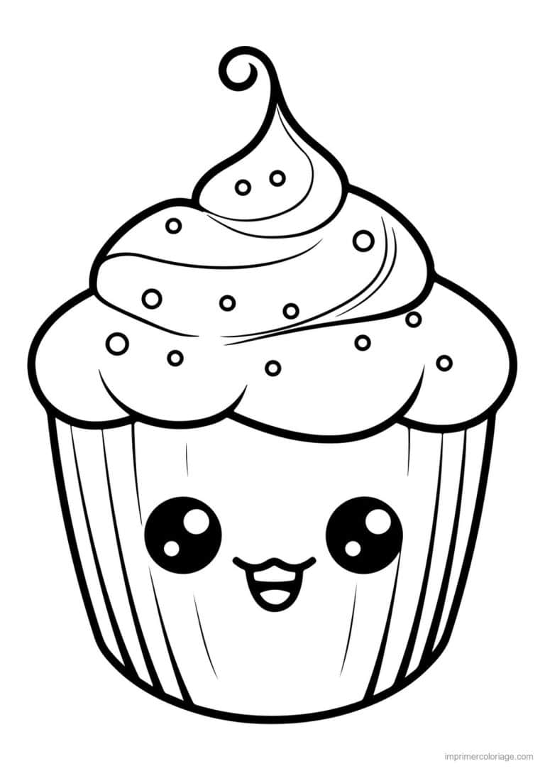 coloriage cupcake boucle de creme - dessin gratuit &agrave; imprimer