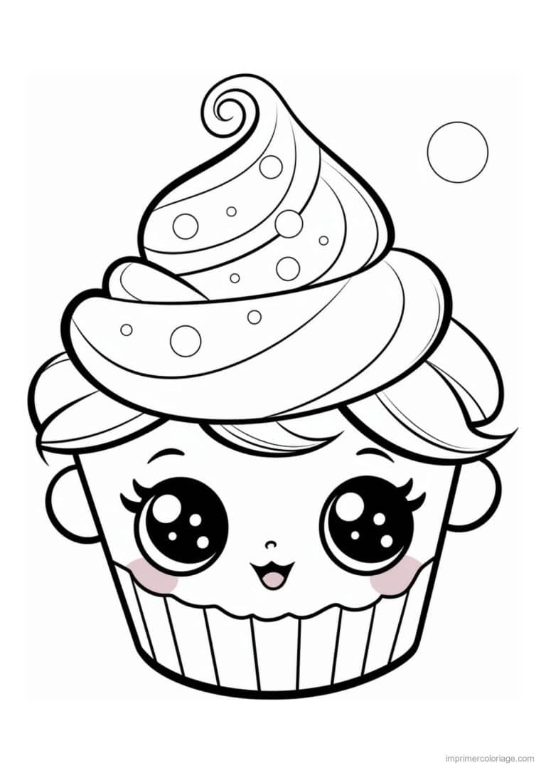 coloriage cupcake boucles de creme - dessin gratuit &agrave; imprimer