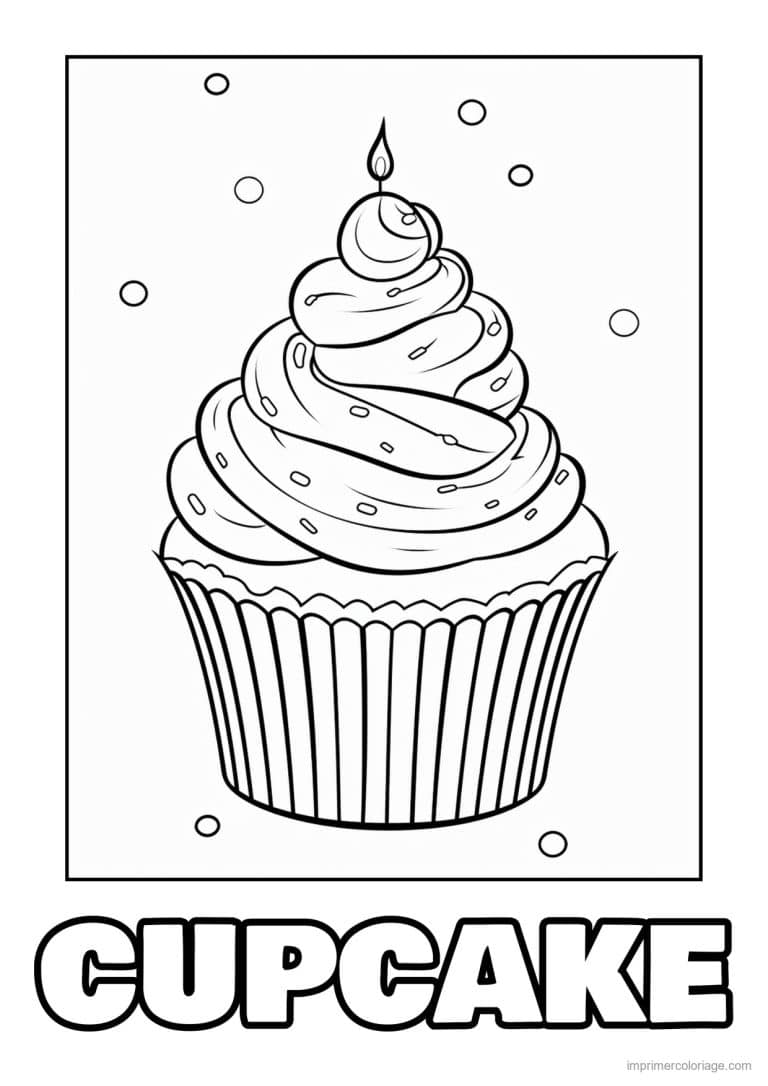 coloriage cupcake bougie d anniversaire - dessin gratuit &agrave; imprimer