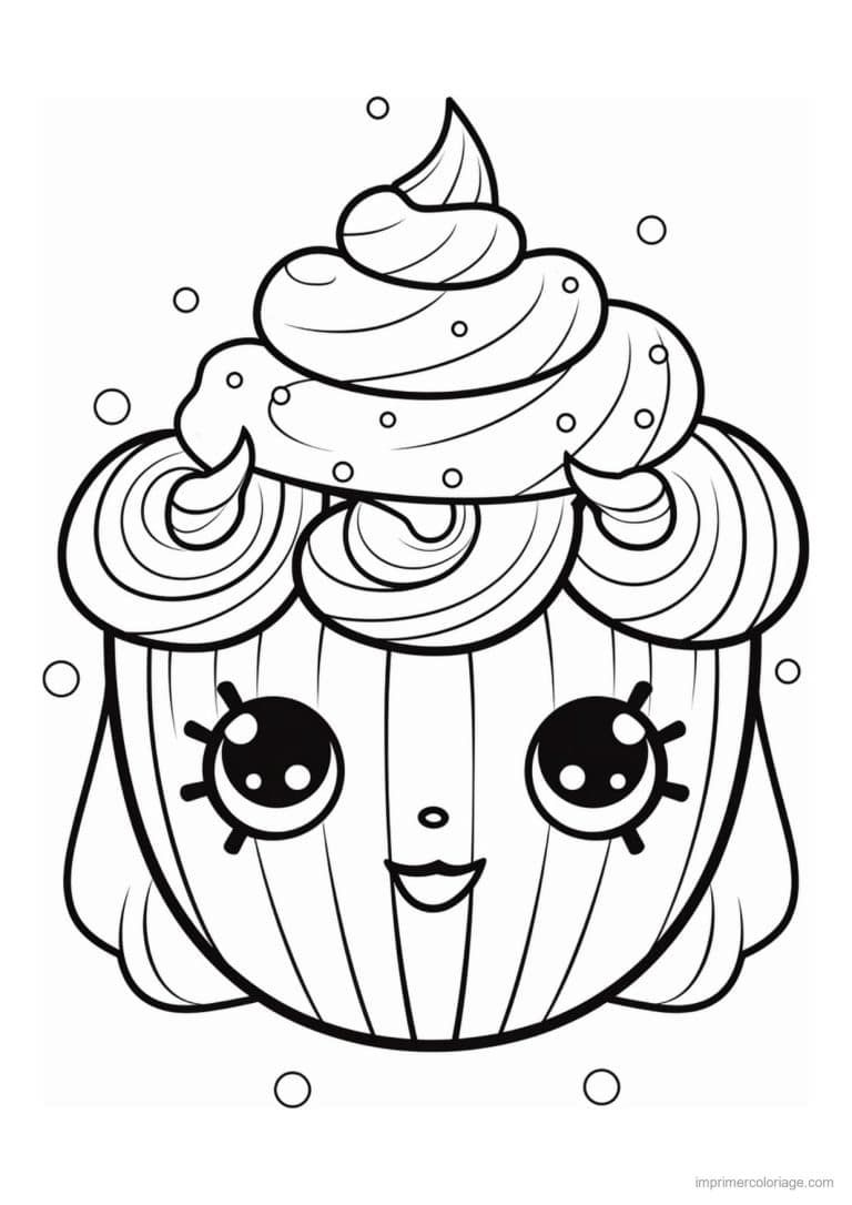 coloriage cupcake coiffure en creme - dessin gratuit &agrave; imprimer