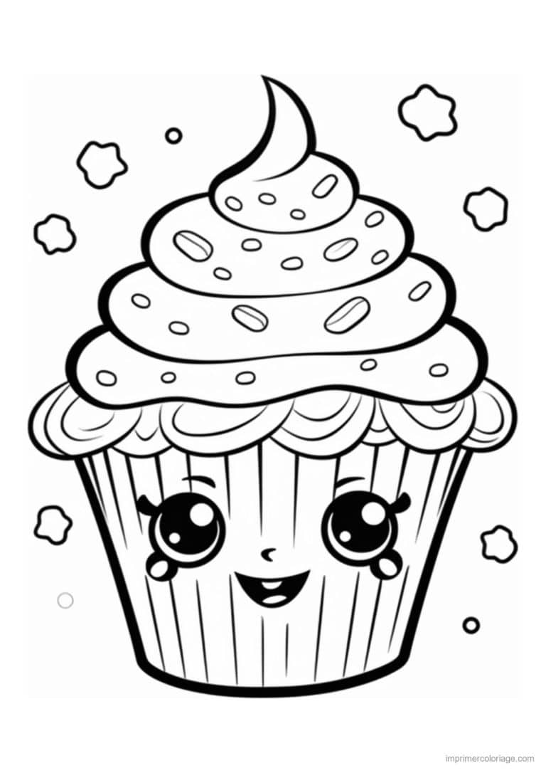 coloriage cupcake confettis - dessin gratuit &agrave; imprimer