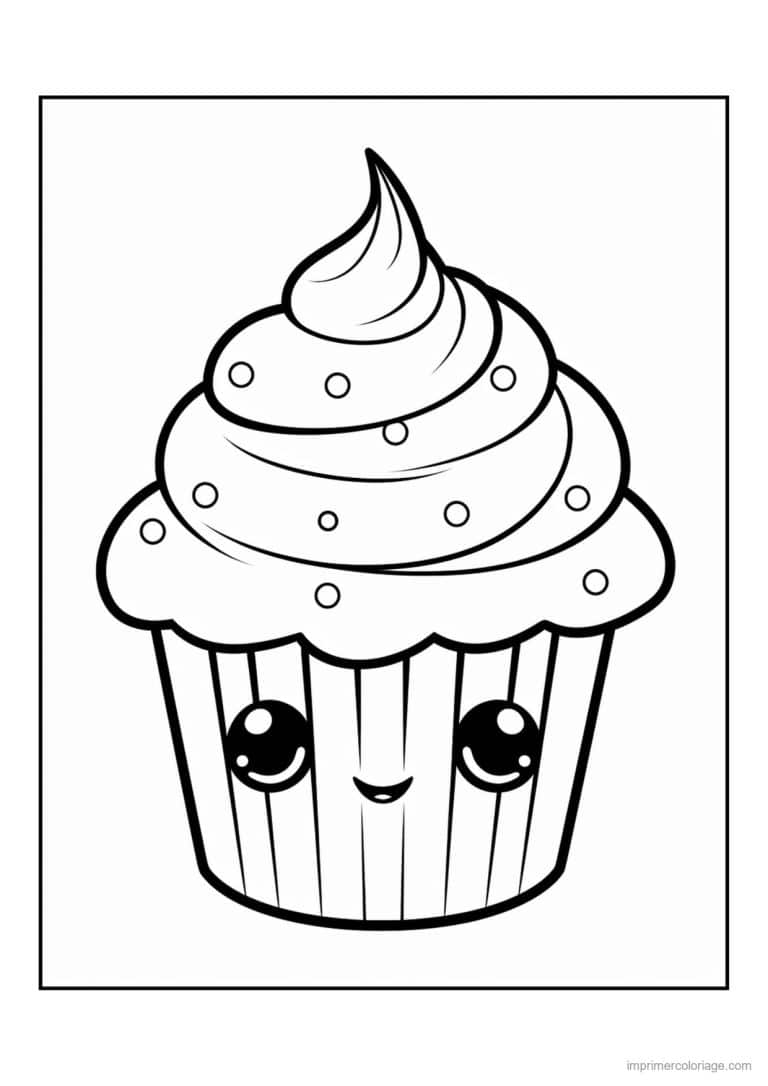 coloriage cupcake creme a pepites - dessin gratuit &agrave; imprimer