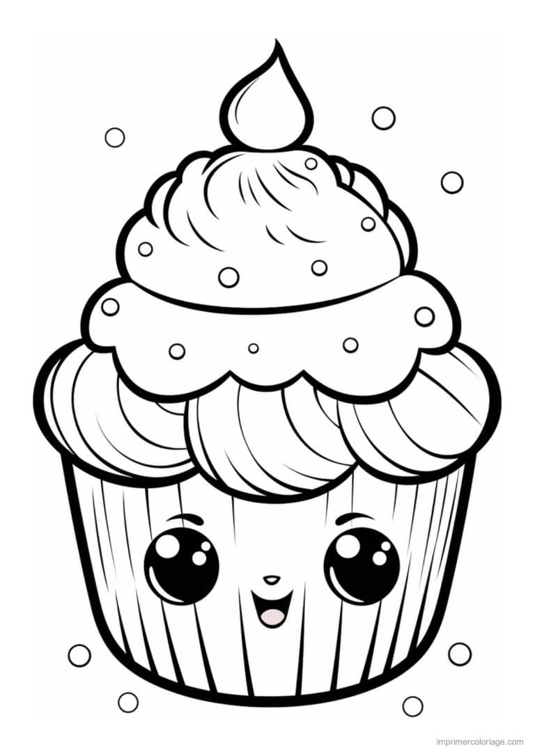 coloriage cupcake creme a pois - dessin gratuit &agrave; imprimer