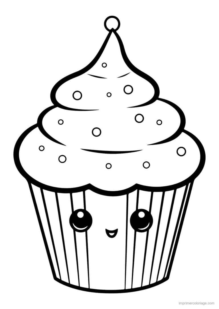 coloriage cupcake creme en pointe - dessin gratuit &agrave; imprimer