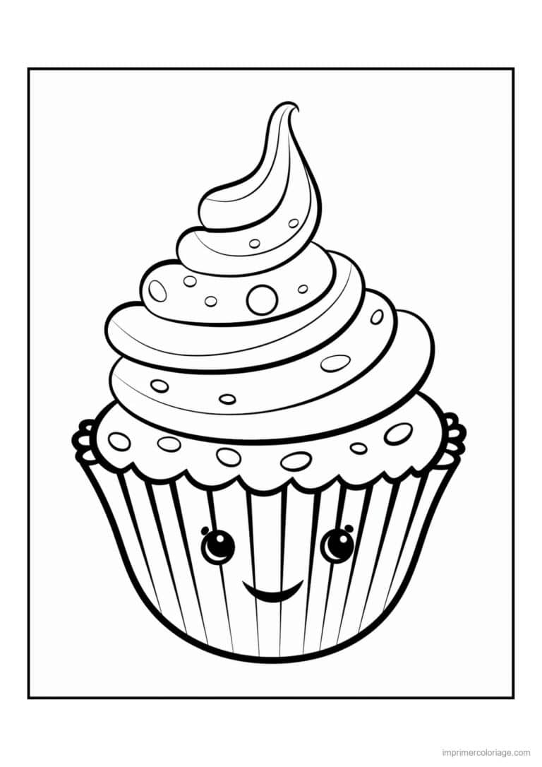 coloriage cupcake creme en spirale - dessin gratuit &agrave; imprimer