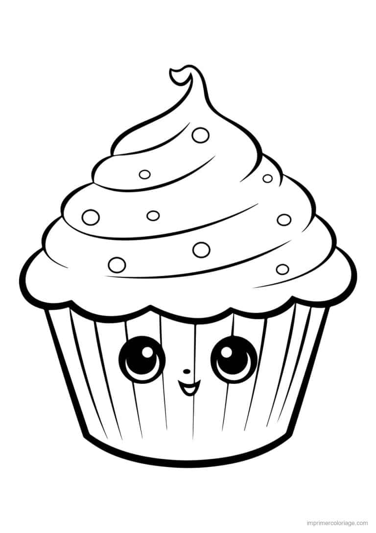 coloriage cupcake creme mouchetee - dessin gratuit &agrave; imprimer