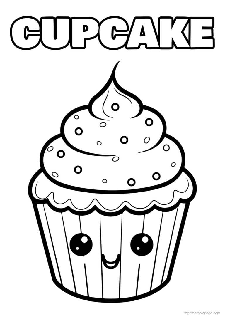 coloriage cupcake facile pour enfant - dessin gratuit &agrave; imprimer