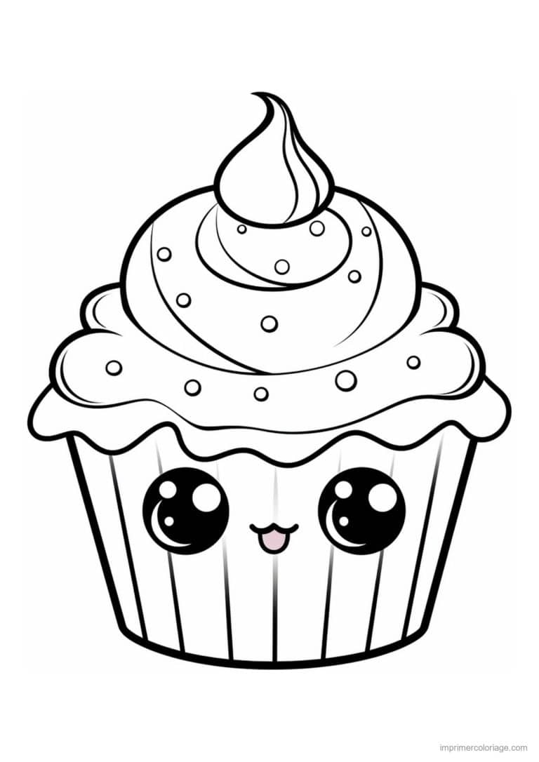 coloriage cupcake glacage coulant - dessin gratuit &agrave; imprimer