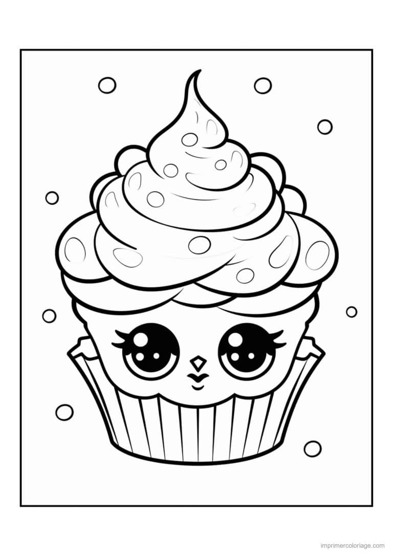 coloriage cupcake grands cils - dessin gratuit &agrave; imprimer