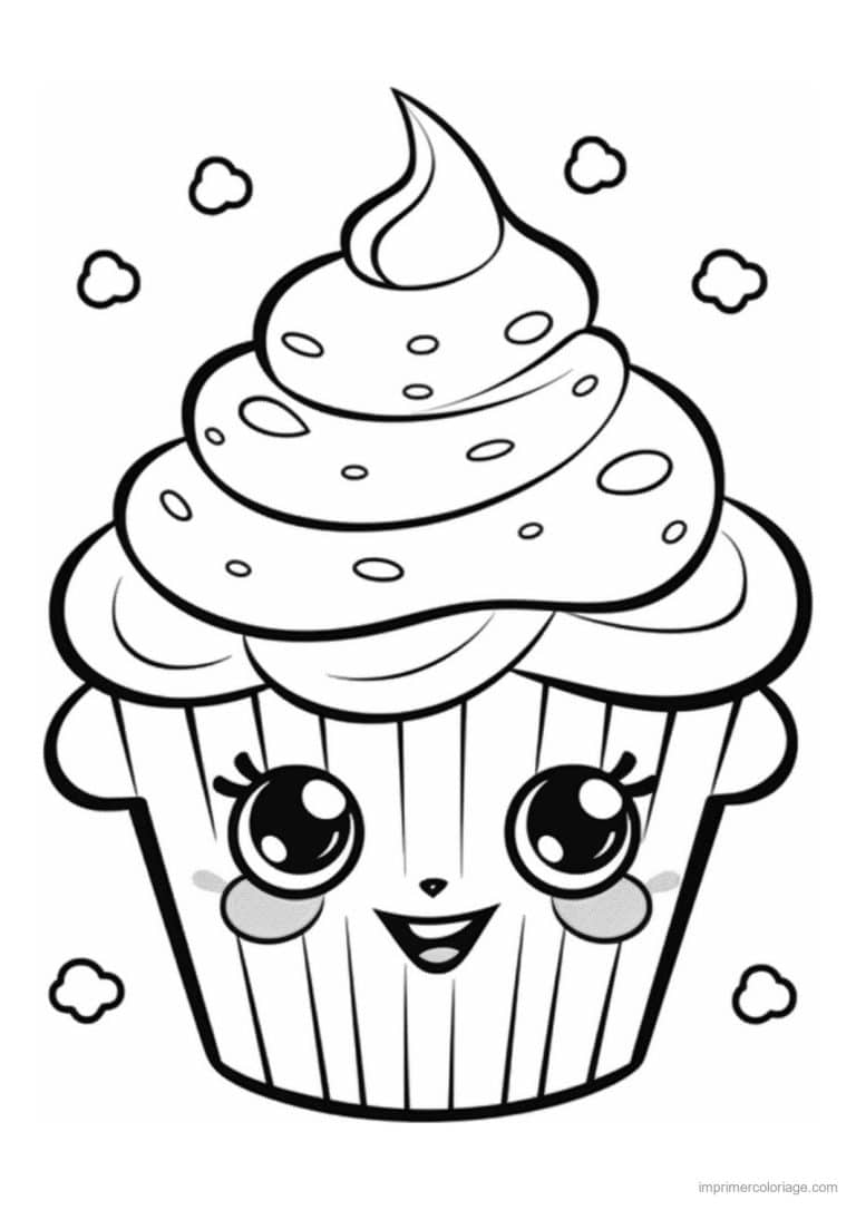 coloriage cupcake joues rondes - dessin gratuit &agrave; imprimer