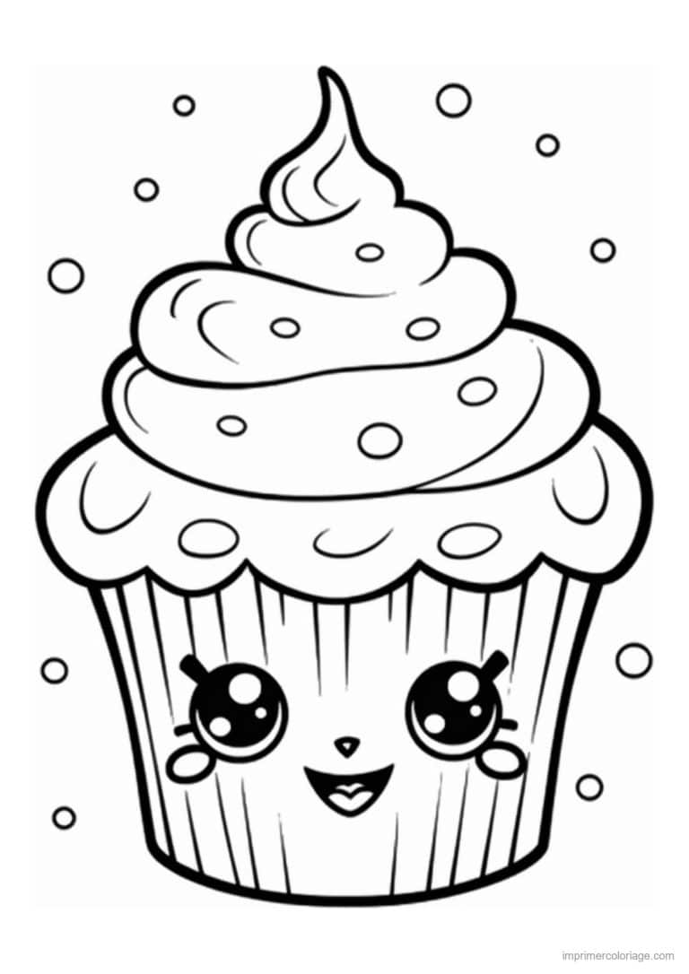 coloriage cupcake joues roses bulles - dessin gratuit &agrave; imprimer