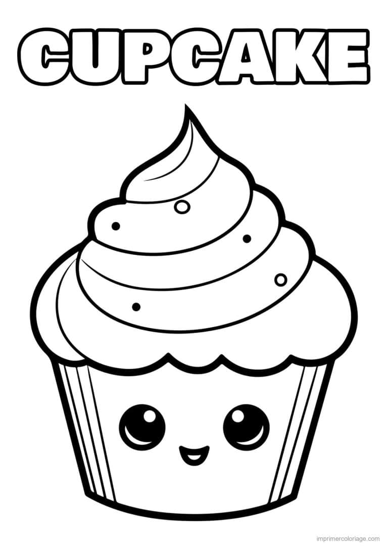 coloriage cupcake kawai a imprimer - dessin gratuit &agrave; imprimer