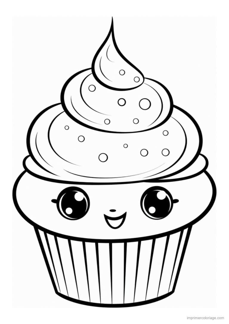 coloriage cupcake kawai pepites - dessin gratuit &agrave; imprimer