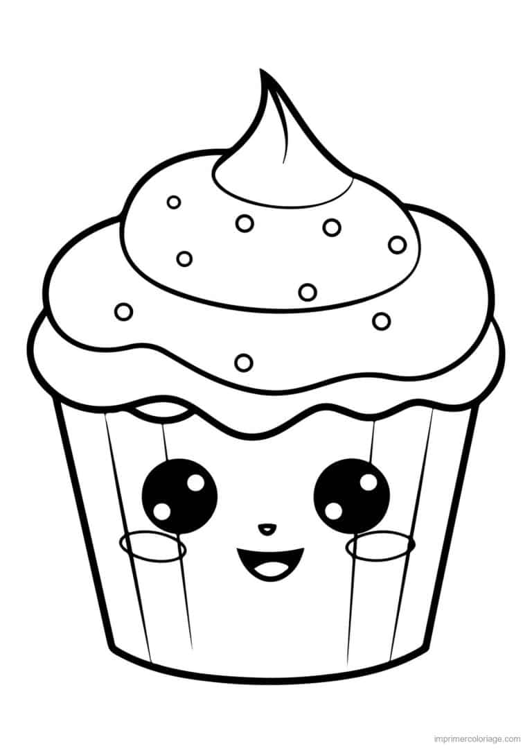 coloriage cupcake large caissette - dessin gratuit &agrave; imprimer