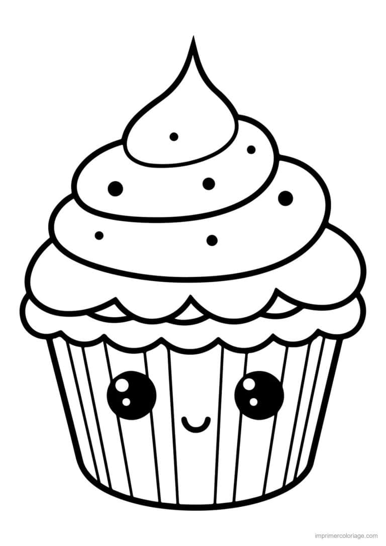 coloriage cupcake pepites de chocolat - dessin gratuit &agrave; imprimer