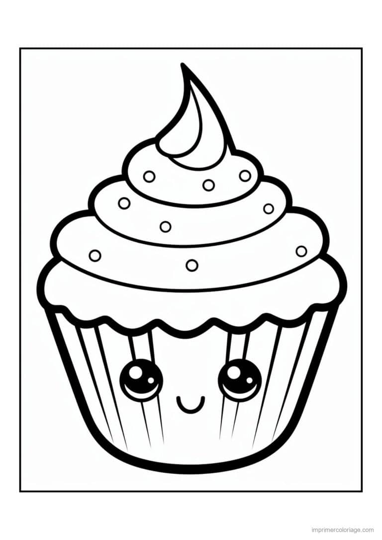 coloriage cupcake pointe de creme - dessin gratuit &agrave; imprimer