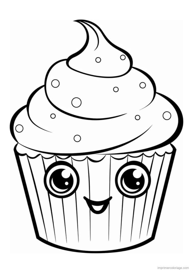 coloriage cupcake sourire creme tourbillon - dessin gratuit &agrave; imprimer