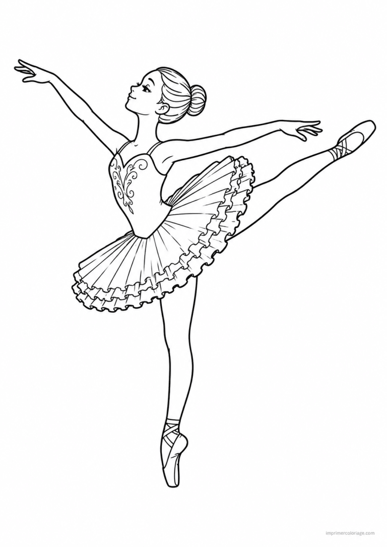 coloriage danse arabesque pointes - dessin gratuit &agrave; imprimer