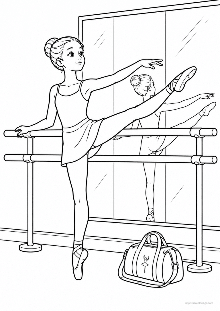 coloriage danse barre exercice - dessin gratuit &agrave; imprimer