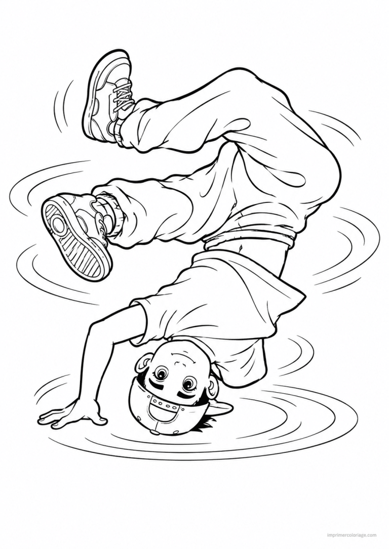 coloriage danse breakdance tete - dessin gratuit &agrave; imprimer